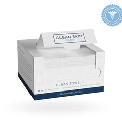 Clean Skin Club Clean Towels side open for esthetician, clean face, face serum, makeup, face wipes